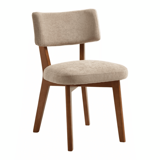 Cadeira de jantar (2 unidades) - estilo moderno mid-century, pernas de madeira, assento estofado - cáqui Cadeira de jantar (2 unidades) - estilo moderno mid-century, pernas de madeira, assento estofado - cáqui