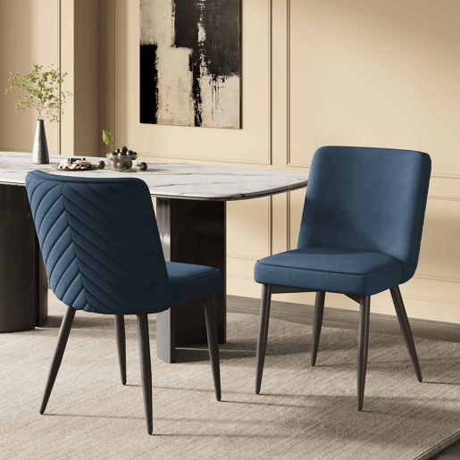 Cadeiras de sala de jantar 4 unidades - confortáveis e respiráveis, estilo moderno, veludo - azul escuro