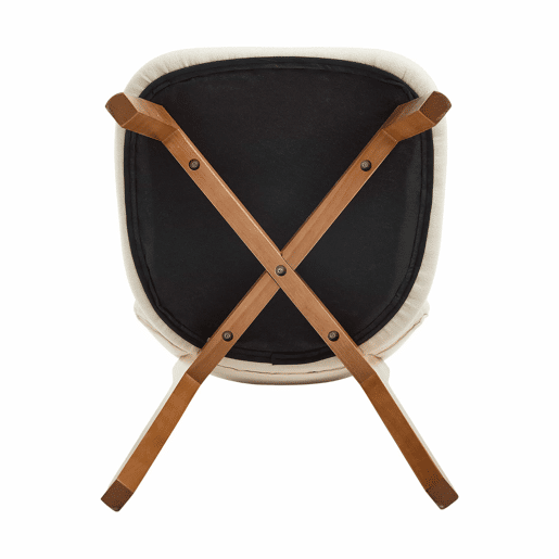 Cadeira de jantar (2 unidades) - estilo moderno Mid-Century, assento estofado em tecido, pernas em madeira maciça - bege