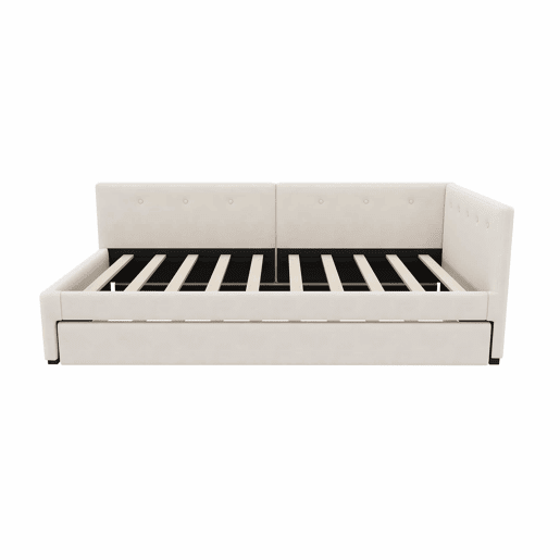 Cama Daybett 90x200 cm - Cama de día con cama adicional, sofá cama, cama individual, estilo minimalista - Beige