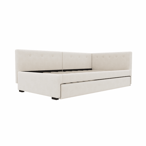 Cama Daybett 90x200 cm - Cama de día con cama adicional, sofá cama, cama individual, estilo minimalista - Beige