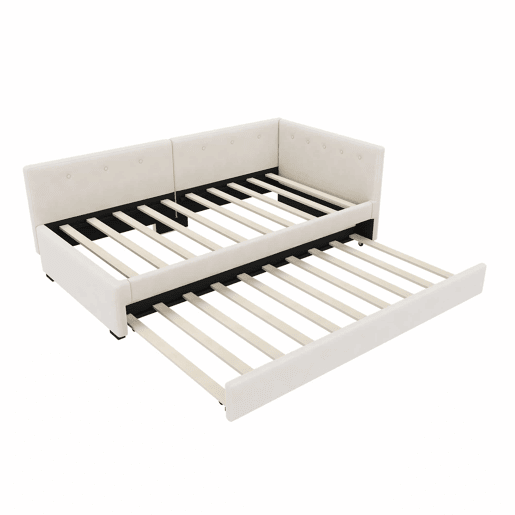 Cama Daybett 90x200 cm - Cama de día con cama adicional, sofá cama, cama individual, estilo minimalista - Beige