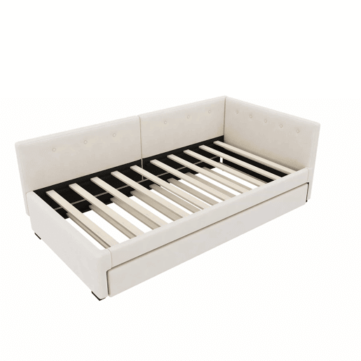 Cama Daybett 90x200 cm - Cama de día con cama adicional, sofá cama, cama individual, estilo minimalista - Beige