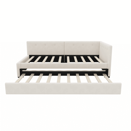Cama Daybett 90x200 cm - Cama de día con cama adicional, sofá cama, cama individual, estilo minimalista - Beige