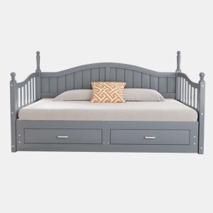 Sofá-cama extensível 90180*190 cm - com colunas romanas, encosto curvo, apoios de braços, gavetas e estrado - Cinza
