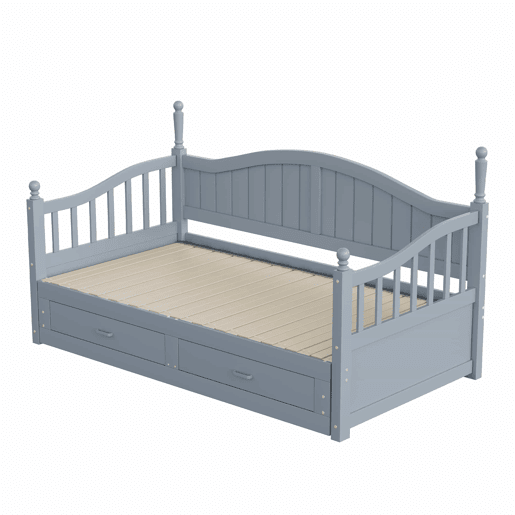 Sofá-cama extensível 90180*190 cm - com colunas romanas, encosto curvo, apoios de braços, gavetas e estrado - Cinza