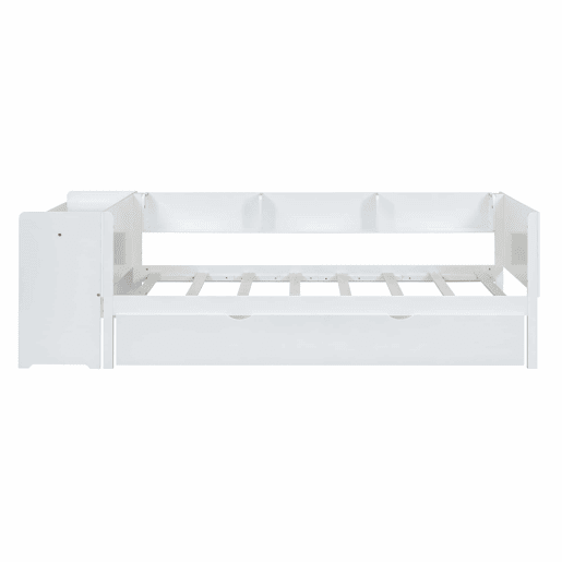 Cama individual 90x200 cm com cama com gavetão - com secretária lateral - Branco