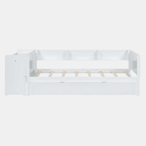 Cama individual 90x200 cm com cama com gavetão - com secretária lateral - Branco