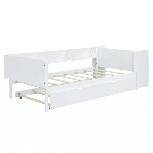 Cama individual 90x200 cm com cama com gavetão - com secretária lateral - Branco