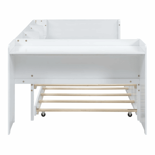 Cama individual 90x200 cm com cama com gavetão - com secretária lateral - Branco