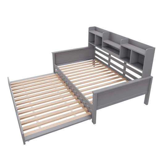 Sofá-cama extensível 90*200 cm - com arrumação e estrado, madeira de pinho, cama individual - Cinza Sofá-cama extensível 90*200 cm - com arrumação e estrado, madeira de pinho, cama individual - Cinza
