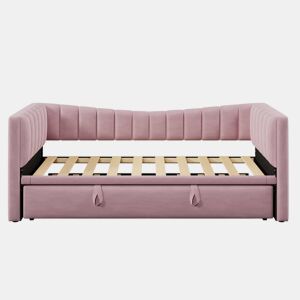 Sofá-cama, 90 x 200 cm (180 x 200 cm) - Cama individual, cama de casal, com cama extraível, estilo minimalista, Rosa