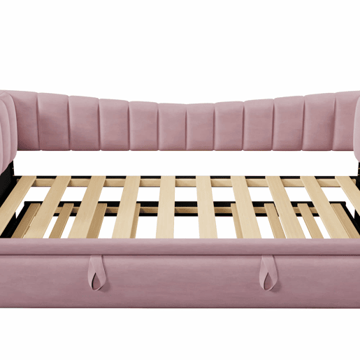 Sofá-cama, 90 x 200 cm (180 x 200 cm) - Cama individual, cama de casal, com cama extraível, estilo minimalista, Rosa