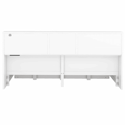 Divã de 140x200cm com cama com gavetão de 90x190cm - mesa de cabeceira com arrumação, LED e tomadas - Branco