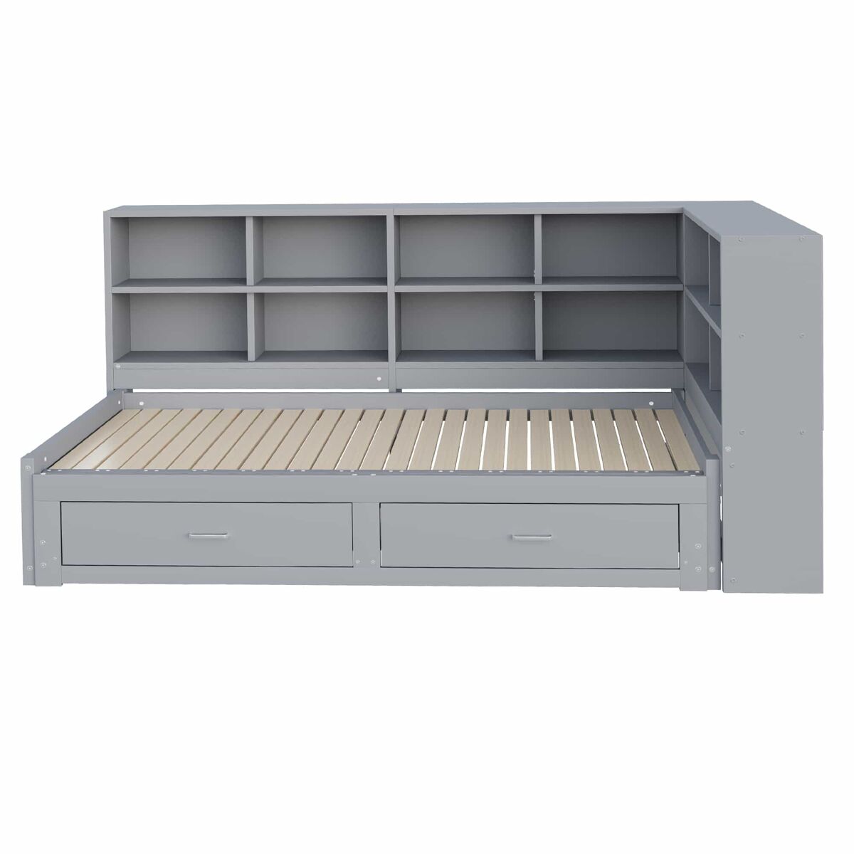 Sofá cama extensible 90/180*190 cm - con almacenamiento, enchufe multifuncional, cajones, y somier - gris