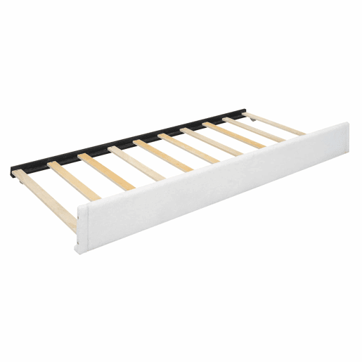 Cama estofada de pelúcia 140x200 cm - com estrado de molas extraível - com estrado de ripas de MDF - Branco