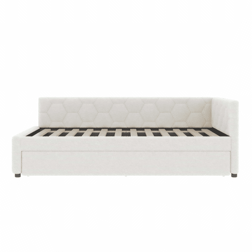 Cama Daybett 140x200cm - Sofá-cama, com candeeiro de mesa, cama extensível multifuncional, porta USB e Tipo-C, sem colchão - Branco