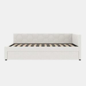 Cama Daybett 140x200cm - Sofá-cama, com candeeiro de mesa, cama extensível multifuncional, porta USB e Tipo-C, sem colchão - Branco