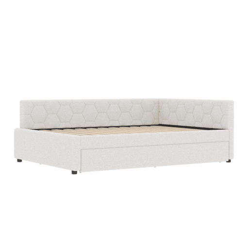 Cama Daybett 140x200cm - Sofá-cama, com candeeiro de mesa, cama extensível multifuncional, porta USB e Tipo-C, sem colchão - Branco