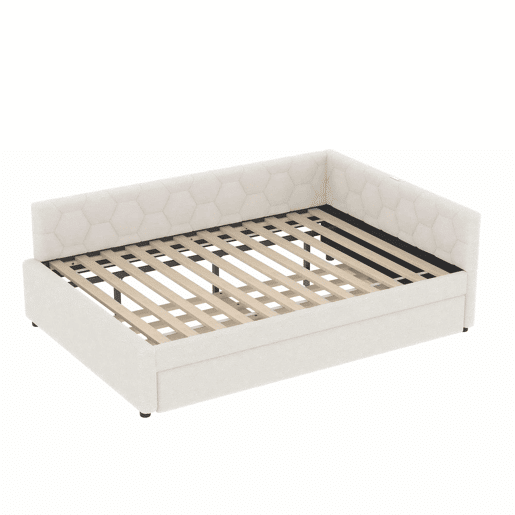 Cama Daybett 140x200cm - Sofá-cama, com candeeiro de mesa, cama extensível multifuncional, porta USB e Tipo-C, sem colchão - Branco