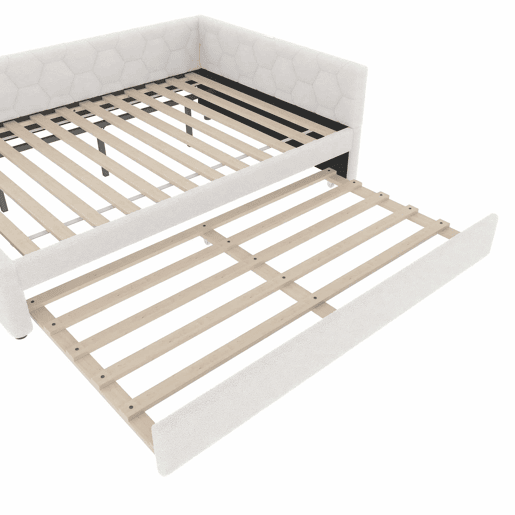 Cama Daybett 140x200cm - Sofá-cama, com candeeiro de mesa, cama extensível multifuncional, porta USB e Tipo-C, sem colchão - Branco