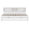 Divã 90x200cm com cama com gavetão 90x190cm - mesa de cabeceira com arrumação, LED e tomadas - Branco