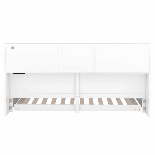 Divã 90x200cm com cama com gavetão 90x190cm - mesa de cabeceira com arrumação, LED e tomadas - Branco Divã 90x200cm com cama com gavetão 90x190cm - mesa de cabeceira com arrumação, LED e tomadas - Branco