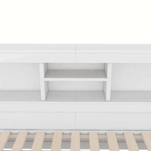 Divã 90x200cm com cama com gavetão 90x190cm - mesa de cabeceira com arrumação, LED e tomadas - Branco Divã 90x200cm com cama com gavetão 90x190cm - mesa de cabeceira com arrumação, LED e tomadas - Branco