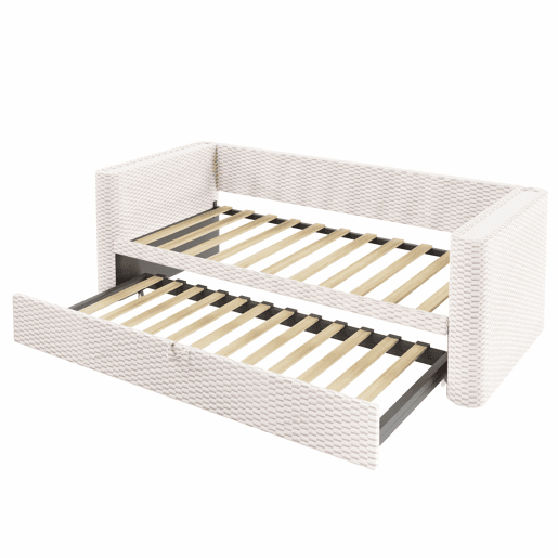 Cama de dia 90x200 cm - Sofá-cama multifuncional com barra LED - Bege