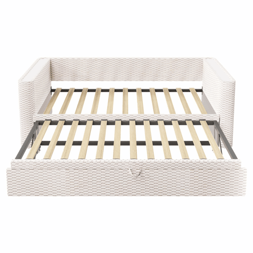 Cama de dia 90x200 cm - Sofá-cama multifuncional com barra LED - Bege