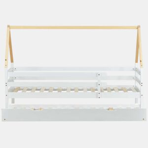 Cama com gavetão 90x200cm com estrado de ripas - cama de cabina em madeira maciça - Branco