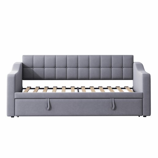 Sofá-cama 90180 - Multifuncional com tomada e bolsa de armazenamento - Cinza Samtstoff