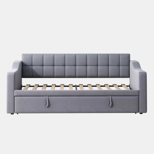 Sofá-cama 90180 - Multifuncional com tomada e bolsa de armazenamento - Cinza Samtstoff