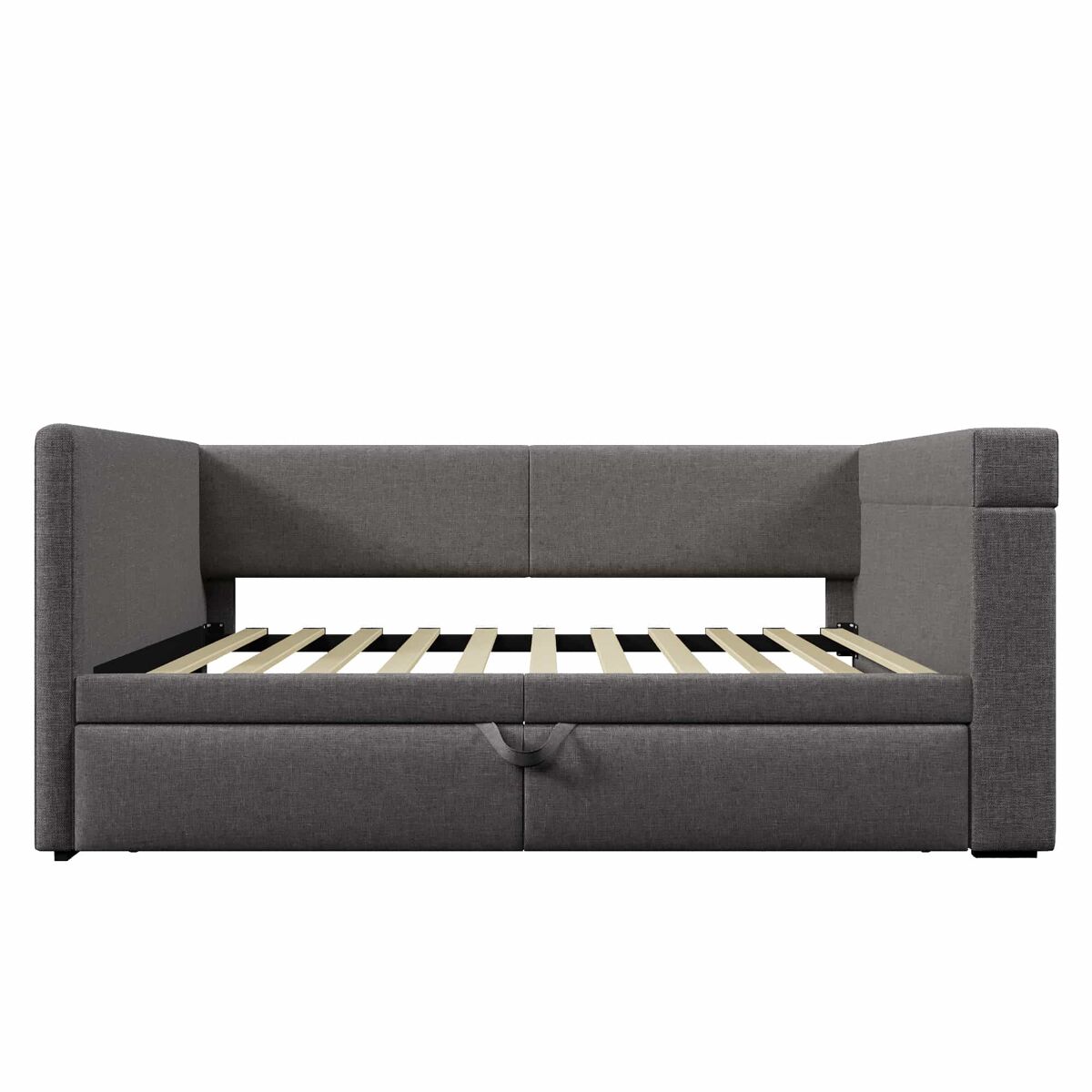 Sofá cama 90x200 cm - sofá individual con cama extraíble, reposabrazos con puertos usb y type-c, y portavasos - gris