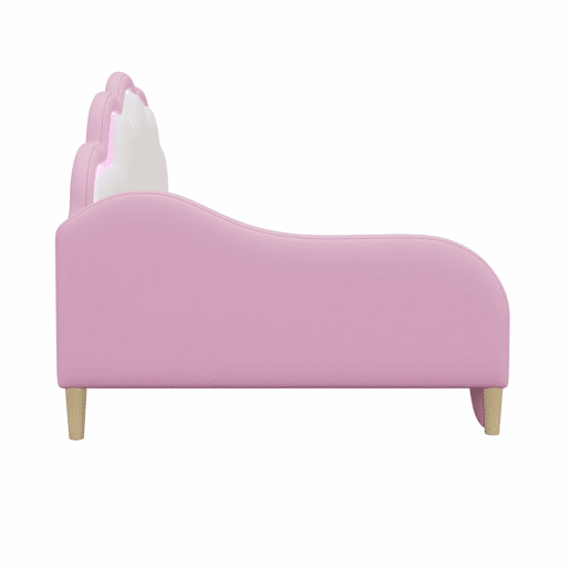 Cama de criança amovível em imitação de pele - 140x200cm - com LED e controlo remoto - Rosa (colchão não incluído)