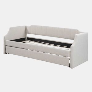 Cama de rodízio 90x190200cm em tecido de linho - com estrado de molas - Bege