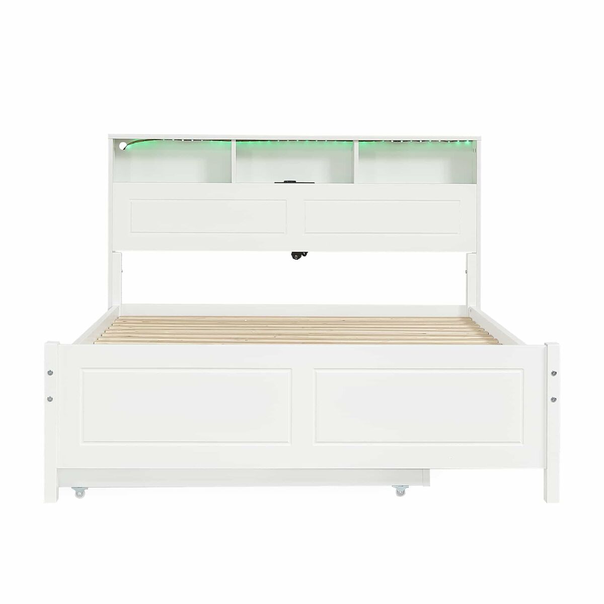 Cama doble 120x200&90x190cm - cama plana, cama familiar, con tiras de luz ambiental, puerto de carga integrado, cama extraíble, almacenamiento en