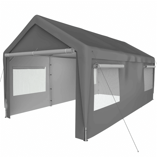 Tenda garagem 3x6 m - Inverno, com janela enrolável, laterais e teto removíveis - Cinza