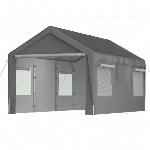 Tenda garagem 3x6 m - Inverno, com janela enrolável, laterais e teto removíveis - Cinza