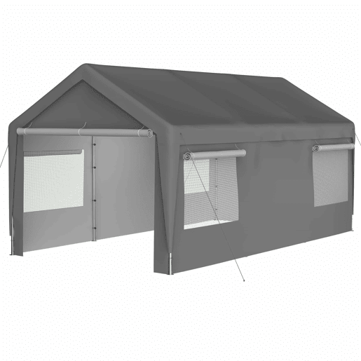 Tenda garagem 3x6 m - Inverno, com janela enrolável, laterais e teto removíveis - Cinza
