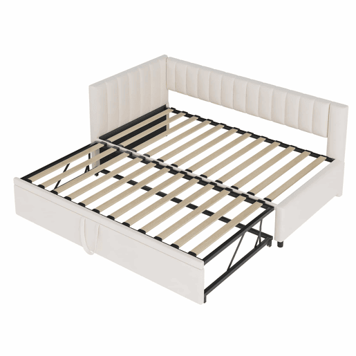 Sofá-cama multifuncional 90180*200 cm - Cama extensível, design compacto, para crianças e hóspedes - Bege