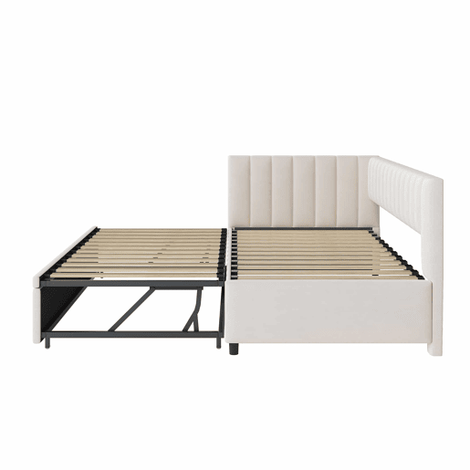 Sofá-cama multifuncional 90180*200 cm - Cama extensível, design compacto, para crianças e hóspedes - Bege