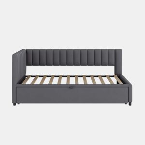 Sofá-cama multifuncional 90180*200 cm - Com cama extraível, design compacto, estofado em veludo - Cinza