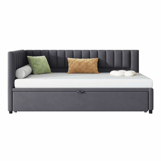 Sofá-cama multifuncional 90180*200 cm - Com cama extraível, design compacto, estofado em veludo - Cinza