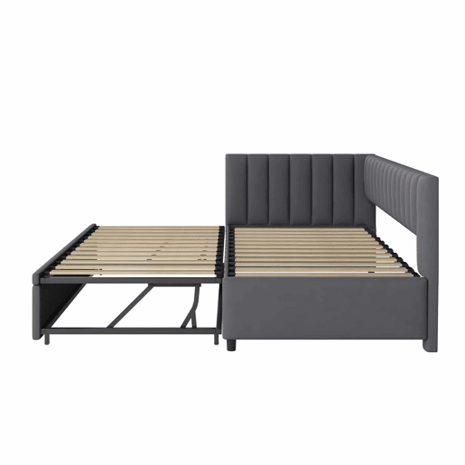 Sofá-cama multifuncional 90180*200 cm - Com cama extraível, design compacto, estofado em veludo - Cinza