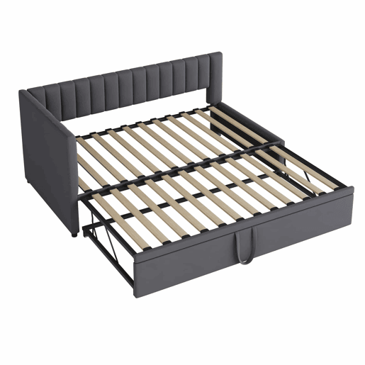 Sofá-cama multifuncional 90180*200 cm - Com cama extraível, design compacto, estofado em veludo - Cinza