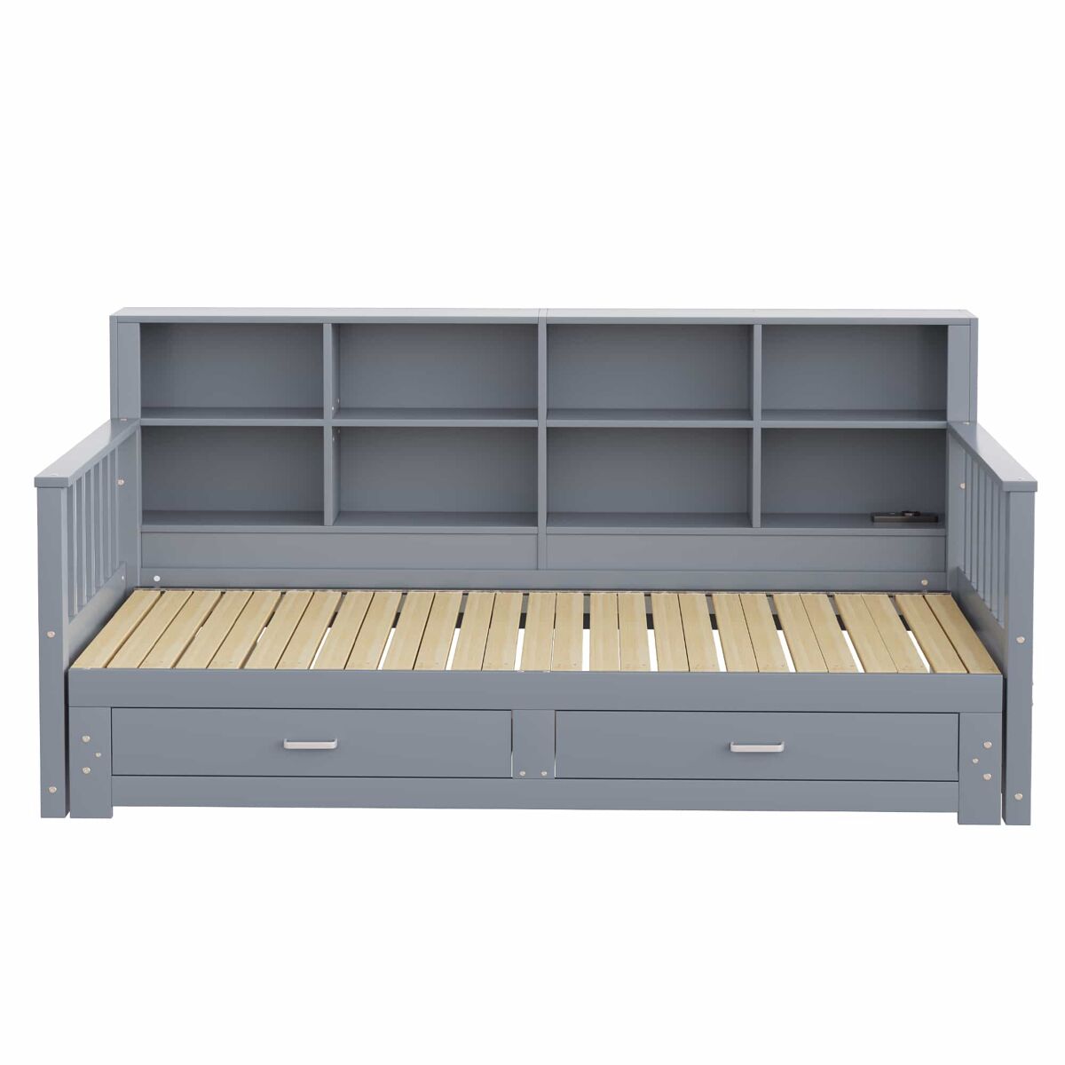 Sofá cama extensible 90/180x190 cm - con armario de almacenamiento, 2 cajones y somier, multifuncional - gris
