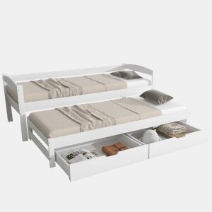 Cama extra 200x90190x90 - com estrado deslizante e 2 gavetas de arrumação - branco