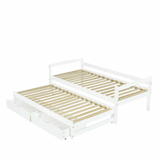 Cama extra 200x90190x90 - com estrado deslizante e 2 gavetas de arrumação - branco