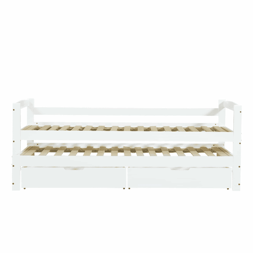 Cama extra 200x90190x90 - com estrado deslizante e 2 gavetas de arrumação - branco